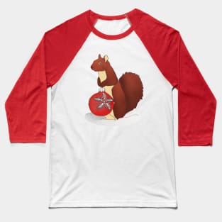 Squirrel Holding Christmas Ball Ornament Baseball T-Shirt